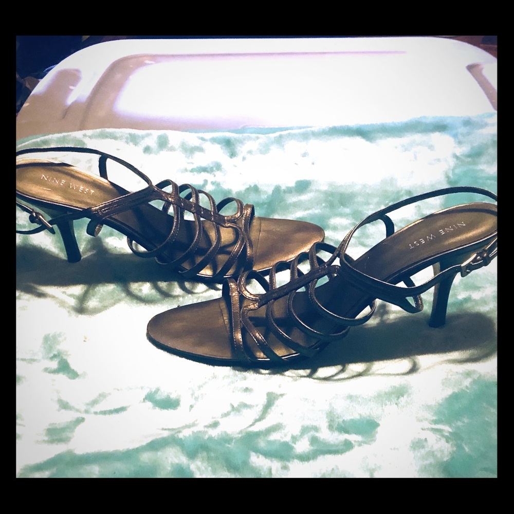 Nine West strappy 3 3/4 heels. Silver in color